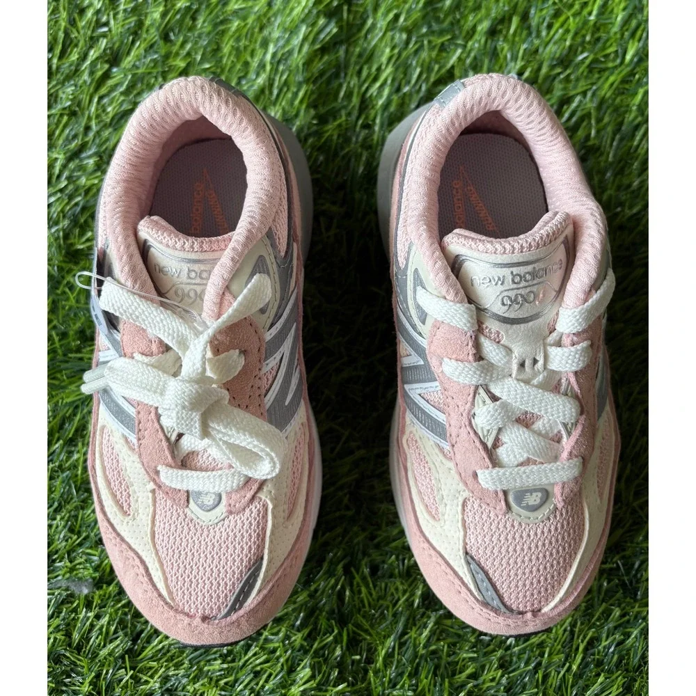 New Balance 990v6 Toddler Pink Grey Suede Mesh Sneakers IC990PK6 Wide Size 8 US